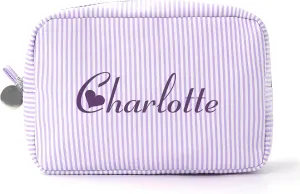 Personalized Makeup Bag Custom Embroidery Premium Travel Toiletry Bag for Women Durable Cosmetic Pouch for Daily Use, Gym, Travel (Purple)