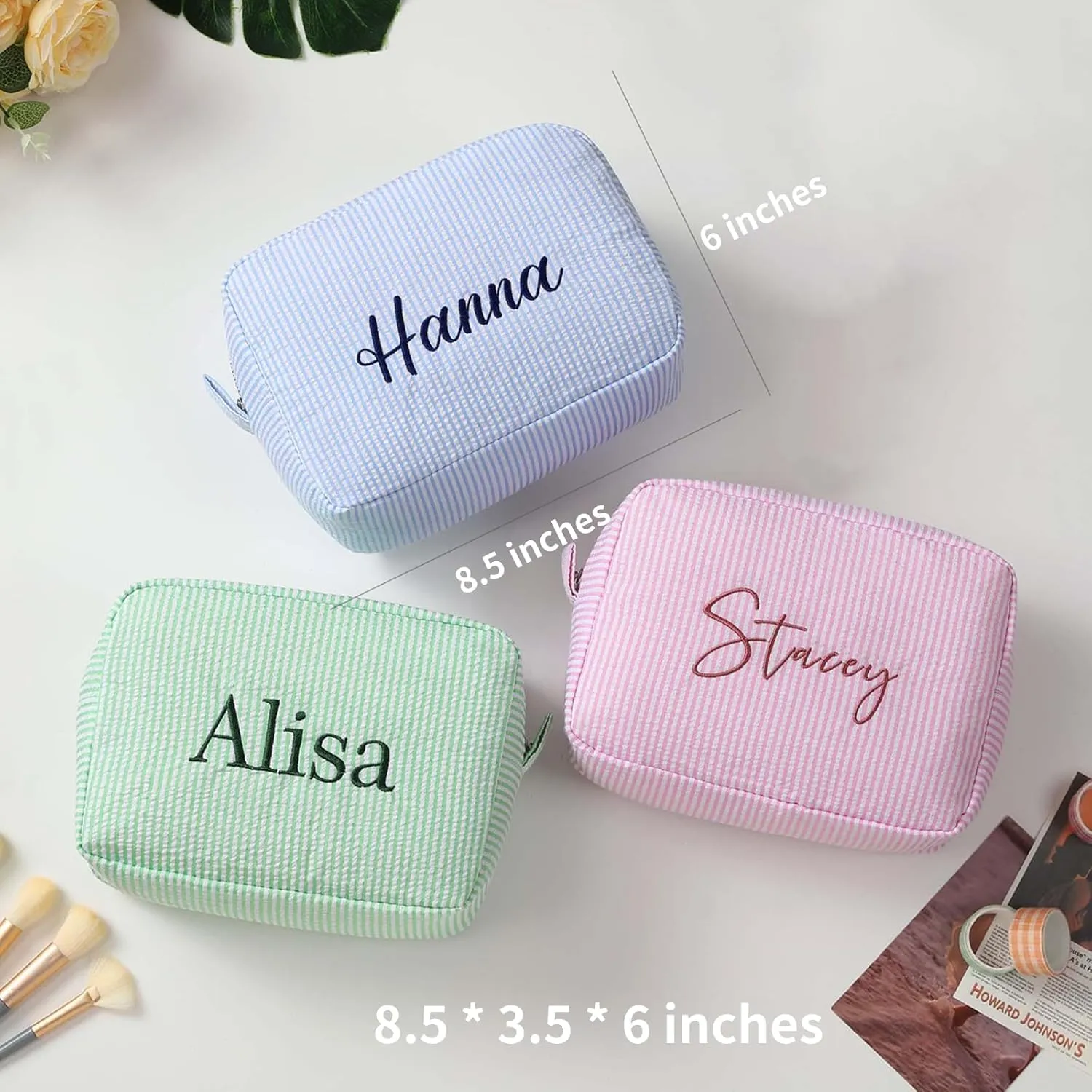 Personalized Makeup Bag Custom Embroidery Premium Travel Toiletry Bag for Women Durable Cosmetic Pouch for Daily Use, Gym, Travel (Yellow)