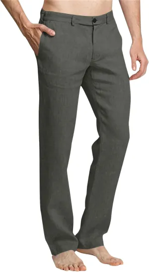 Plus Size Linen Pants for Men Solid Color Elastic Waist Straight Leg Trousers 2025 Fashion Business Office Work Pant