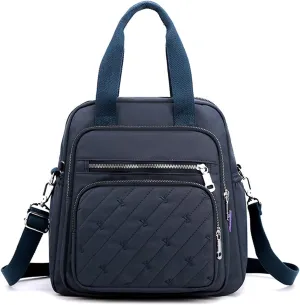 PORRASSO Backpack Fashion Shoulder Bag Women Handbag Rucksack Daypack Nylon Crossbody Bag for Work Travel Daily Use Dark Blue