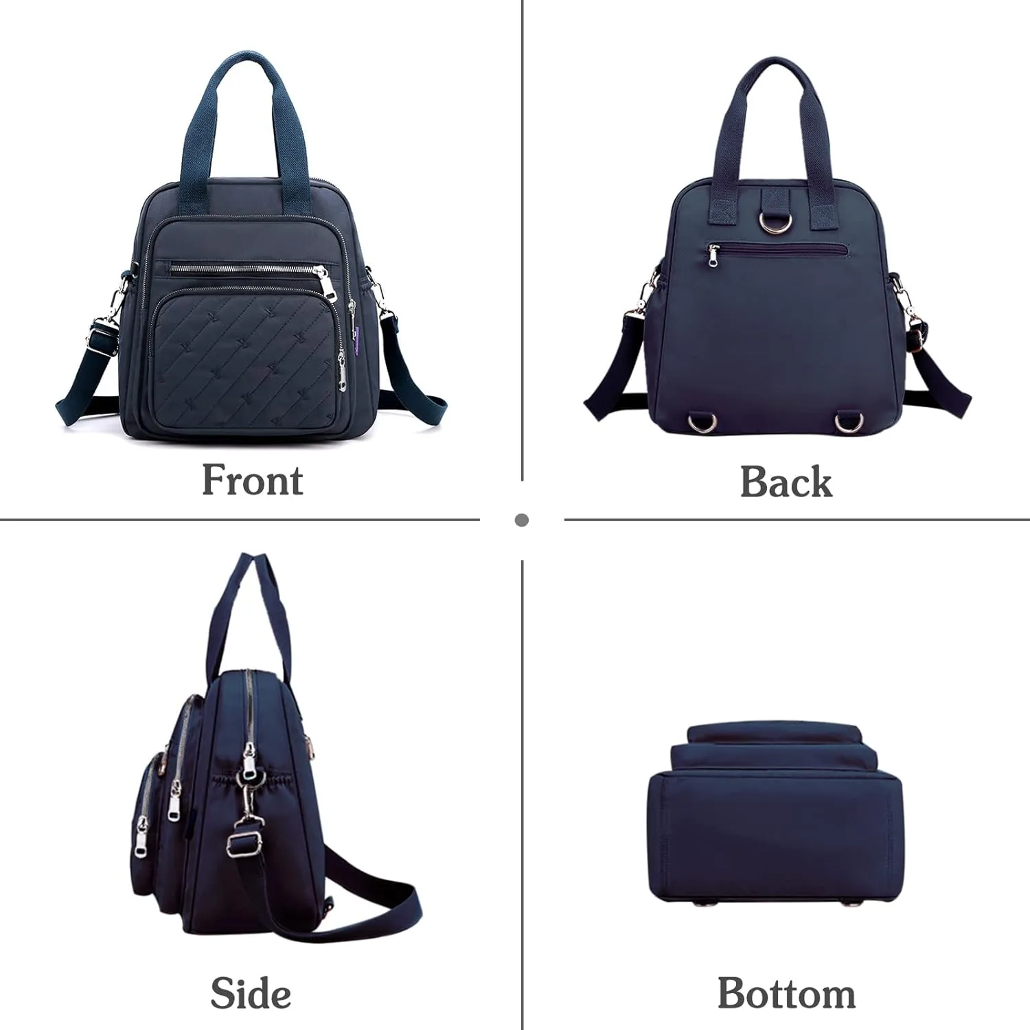 PORRASSO Backpack Fashion Shoulder Bag Women Handbag Rucksack Daypack Nylon Crossbody Bag for Work Travel Daily Use Dark Blue