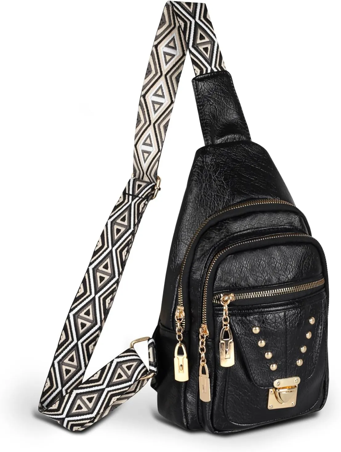 Relang Sling Bag for Women Crossbody, Leather Cross Body Fanny Packs for Women, Trendy Chest Bag for Travel and Daily Use