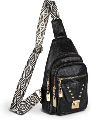 Relang Sling Bag for Women Crossbody, Leather Cross Body Fanny Packs for Women, Trendy Chest Bag for Travel and Daily Use