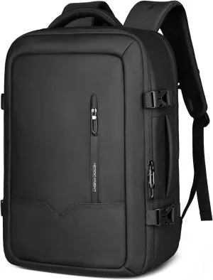 Ryanair Cabin Travel Carry on Backpack 17.7x11.8x7.8,25L Large Capacity Travel Bag with USB Port 16 Inch Laptop Compartment,Waterproof Business Casual Backpack for Men Women- Black