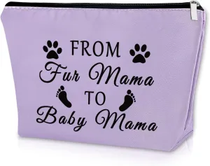Sazuwu Purple Makeup Bag - Travel & Daily Use Cosmetic Case - Women's New Mom Gifts, Baby Shower, Pregnancy Announcement, Mother's Day, Purple