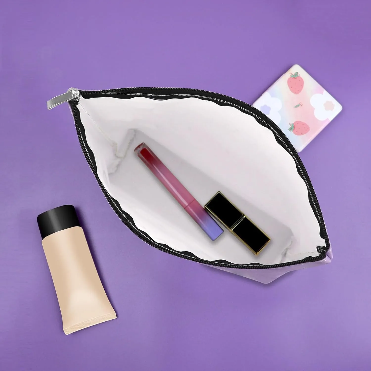 Sazuwu Purple Makeup Bag - Travel & Daily Use Cosmetic Case - Women's New Mom Gifts, Baby Shower, Pregnancy Announcement, Mother's Day, Purple