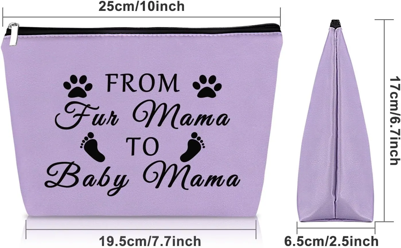 Sazuwu Purple Makeup Bag - Travel & Daily Use Cosmetic Case - Women's New Mom Gifts, Baby Shower, Pregnancy Announcement, Mother's Day, Purple