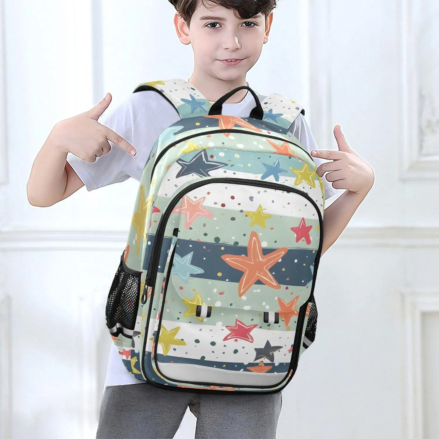 senya School Backpack Kids College Rucksack Travel Bookbag Fashion Back Pack Girls Boys Star Colorful