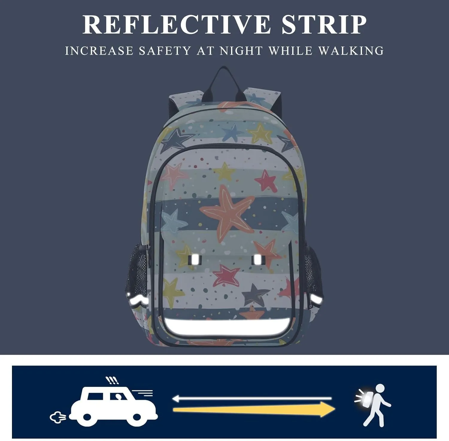 senya School Backpack Kids College Rucksack Travel Bookbag Fashion Back Pack Girls Boys Star Colorful