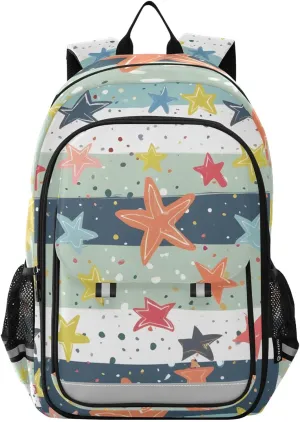 senya School Backpack Kids College Rucksack Travel Bookbag Fashion Back Pack Girls Boys Star Colorful