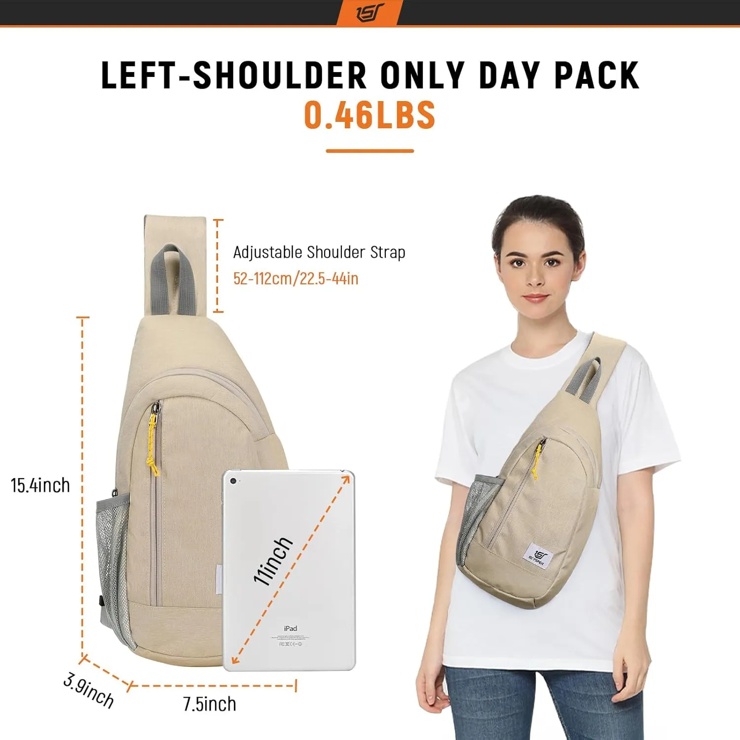 SKYSPER Sling Bag RFID Crossbody Sling Backpack Cross Body Shoulder Travel Bag Hiking Daypack for Women Men(Beige)
