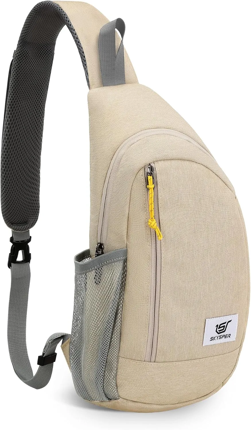 SKYSPER Sling Bag RFID Crossbody Sling Backpack Cross Body Shoulder Travel Bag Hiking Daypack for Women Men(Beige)