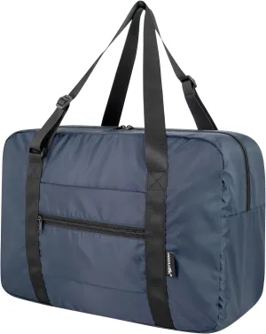 Small Duffle Bag for Men Women, Mini Gym Bag Foldable Travel Tote Carry On Luggage with Trolley Sleeve, Navy Blue
