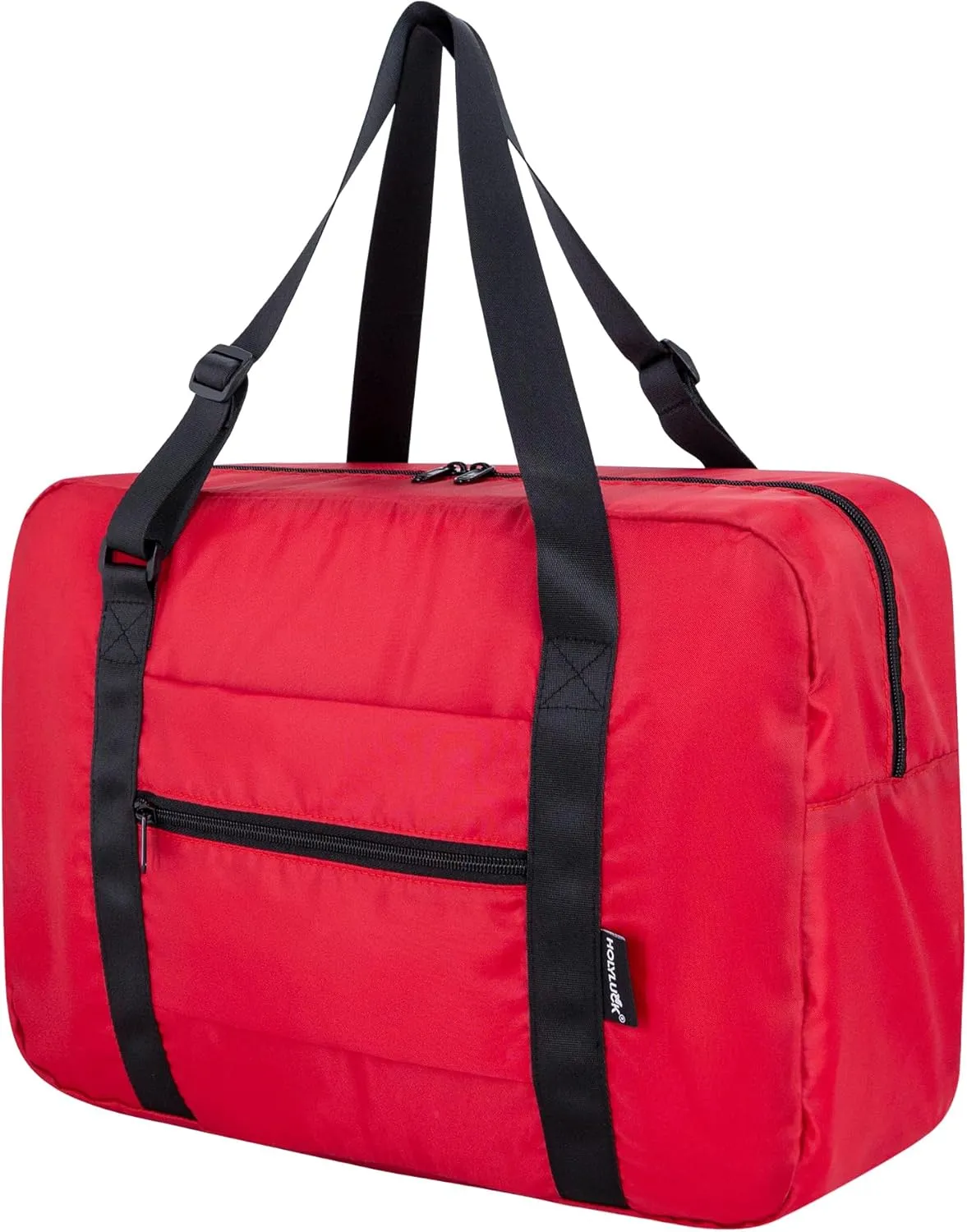 Small Duffle Bag for Men Women, Mini Gym Bag Foldable Travel Tote Carry On Luggage with Trolley Sleeve, Red