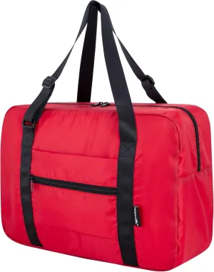Small Duffle Bag for Men Women, Mini Gym Bag Foldable Travel Tote Carry On Luggage with Trolley Sleeve, Red