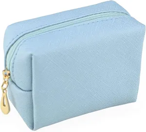 Small Makeup Bag Portable Cosmetic Bag for Women Makeup Pouch Waterproof Toiletry Bag for Travel (Light Blue, Mini)