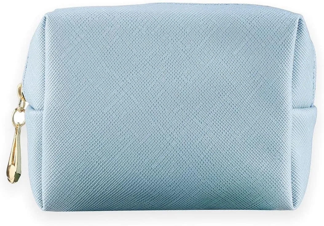 Small Makeup Bag Portable Cosmetic Bag for Women Makeup Pouch Waterproof Toiletry Bag for Travel (Light Blue, Mini)