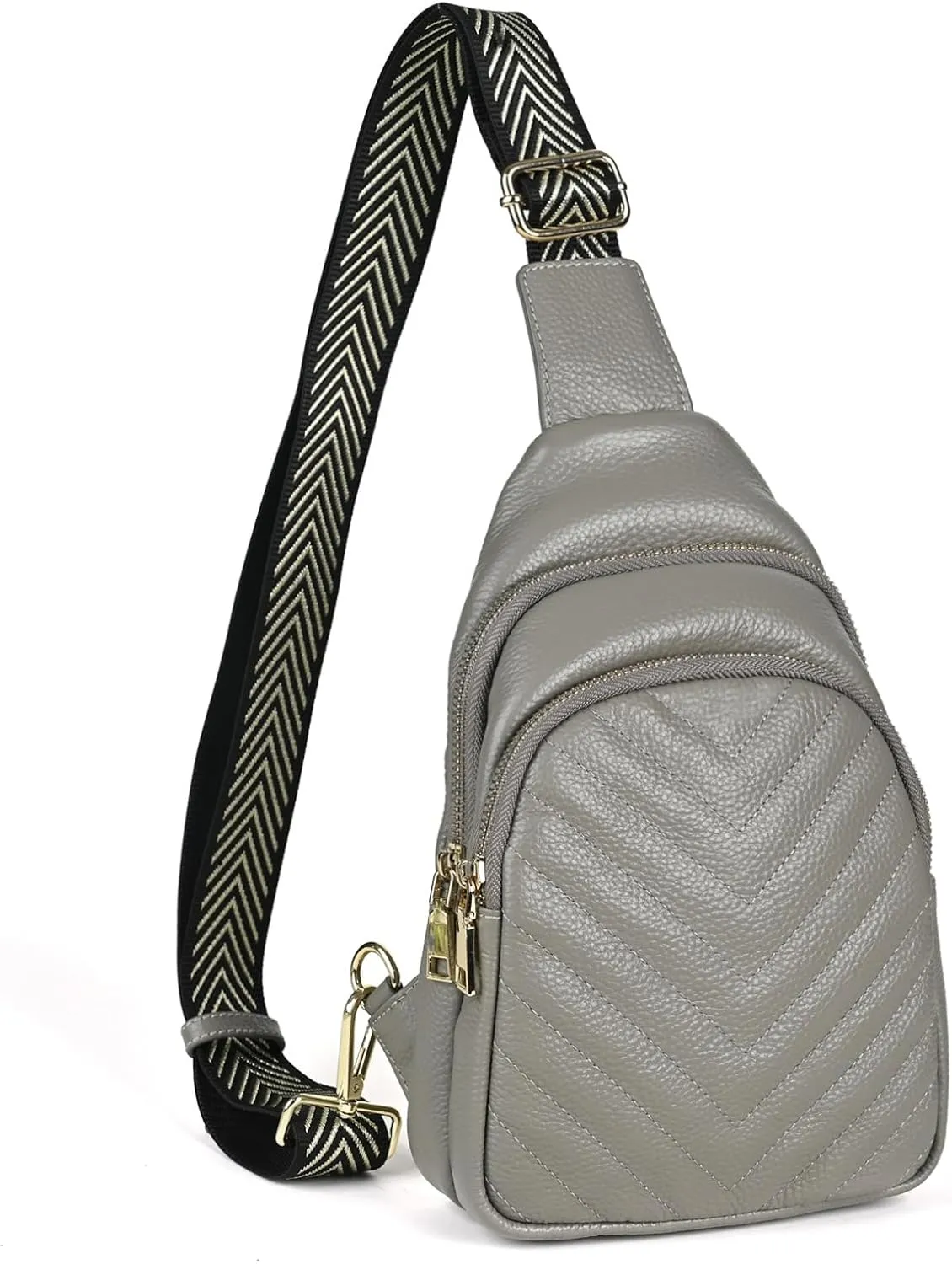 Small Sling Bag for Women Genuine Leather Fanny Packs Crossbody Bags Trendy Chest Purses Waist Bag for Travel & Daily Use