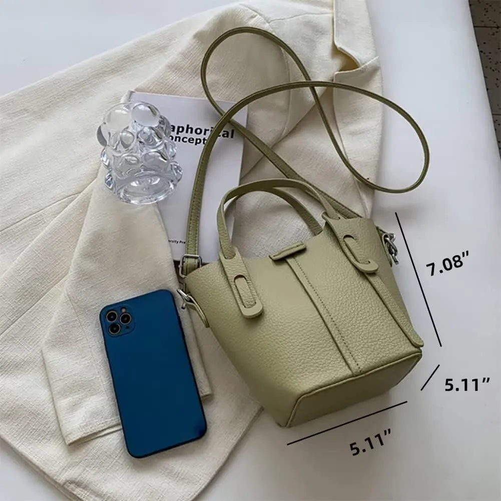 Small Tote Purse for Women Girls Designer Shoulder Bag Leather Crossbody Purse Top Handle Bag Bucket Bag for Daily Use