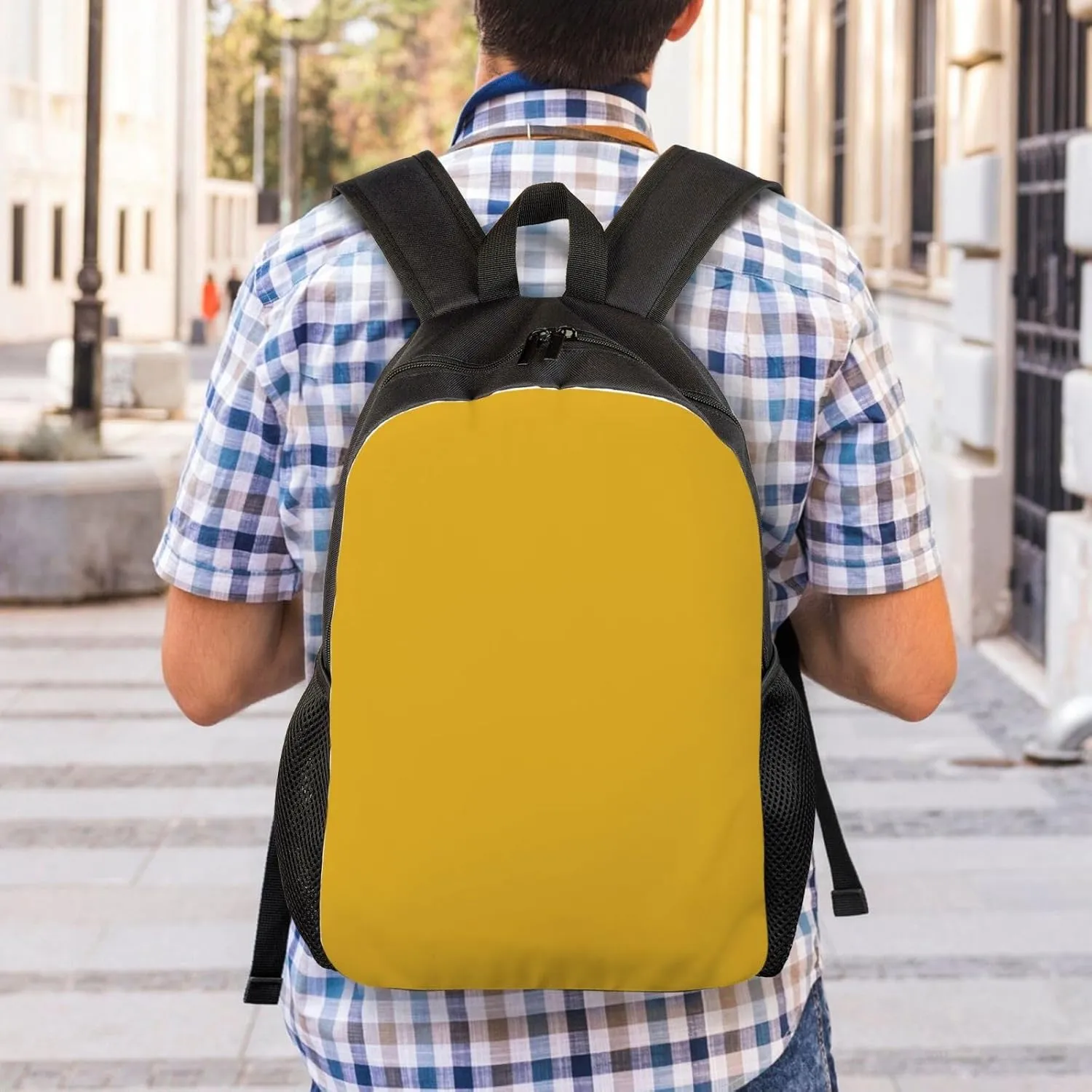Solid color gold Printed Travel Laptop Backpack for Men Women, Funny Daily Use Computer Bag, Waterproof Casual Daypack