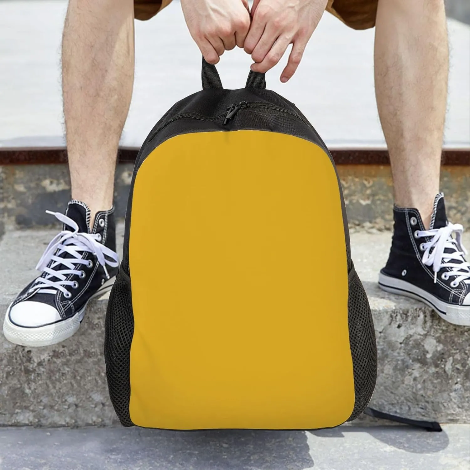Solid color gold Printed Travel Laptop Backpack for Men Women, Funny Daily Use Computer Bag, Waterproof Casual Daypack