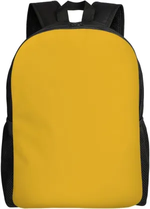 Solid color gold Printed Travel Laptop Backpack for Men Women, Funny Daily Use Computer Bag, Waterproof Casual Daypack