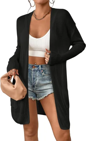 SOLY HUX Women's Open Front Long Sleeve Cardigan Sweater Tops with Pockets