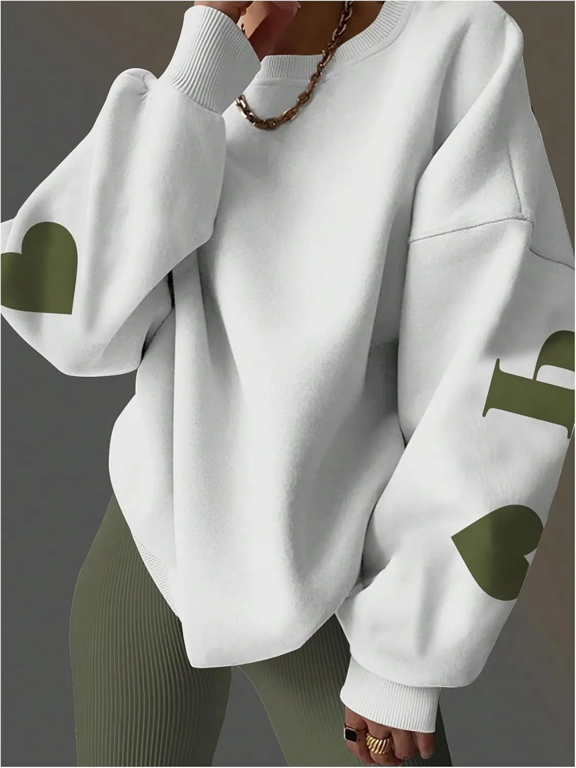 SOLY HUX Women's Oversized Preppy Sweatshirts Letter Graphic Crew Neck Long Sleeve Pullover Tops