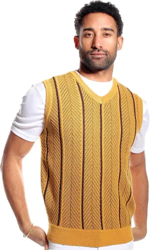 STACY ADAMS Men's Casual Dressy Knit Sweater Vest, 2 Tone Herringbone Pattern
