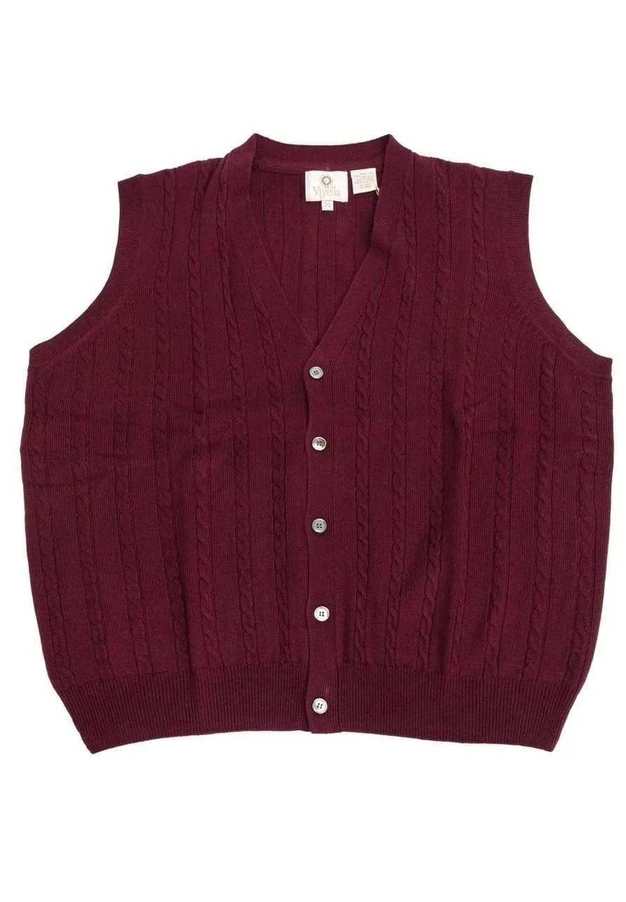 Stay Stylish and Cozy with our Extra Fine Merino Wool Cable Knit 5 Button Sweater Vest - Available in 11 Stunning Colors