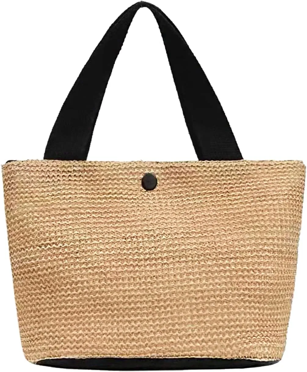 Straw Beach Bag,Women Hobo Summer Woven Large Handbags Straw Tote Bag with Lining Pockets for Daily Use Beach Travel