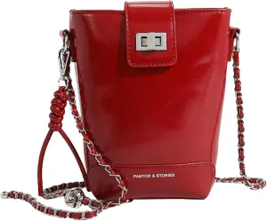 Straw Woven Chain Crossbody Bucket Bag PU Shoulder Handbag Daily Use