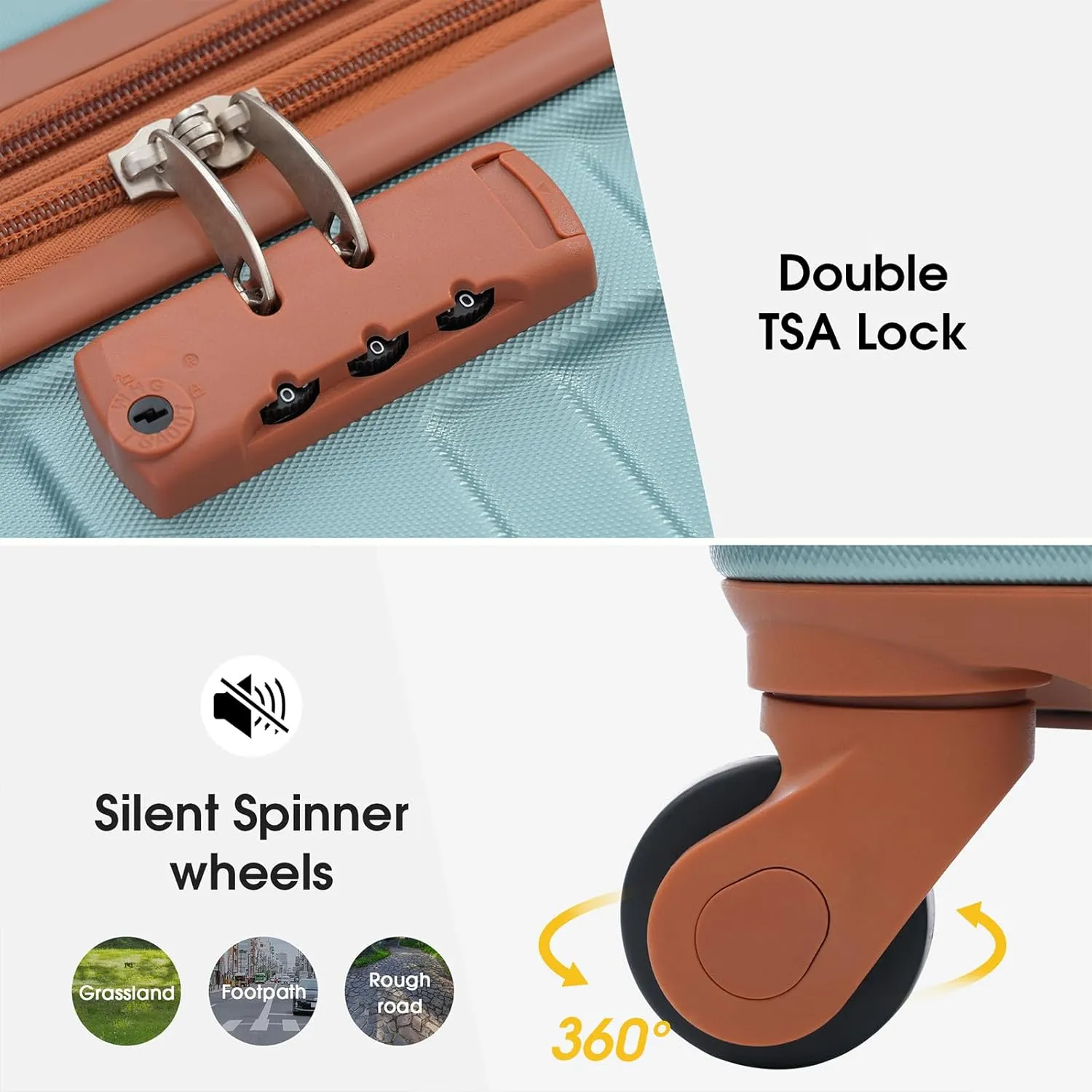 Suitcase Hardshell Luggage, Dusty Green As Shown, One Size