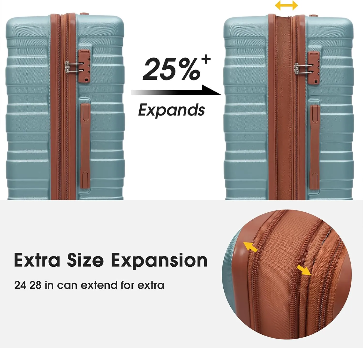 Suitcase Hardshell Luggage, Dusty Green As Shown, One Size