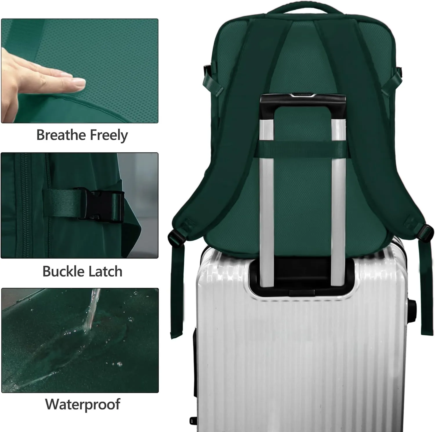 SUOCO Travel Vacuum Backpack, 60L Seal Compression Air Vac Bag Back Pack with Travel Pump, Carry On Suitcase Luggage Flight Approved for Men Women Personal Item, Olive Green