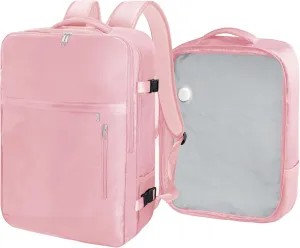 SUOCO Travel Vacuum Backpack, 60L Seal Compression Air Vac Bag Back Pack with Travel Pump, Carry On Suitcase Luggage Flight Approved for Men Women Personal Item, Pink