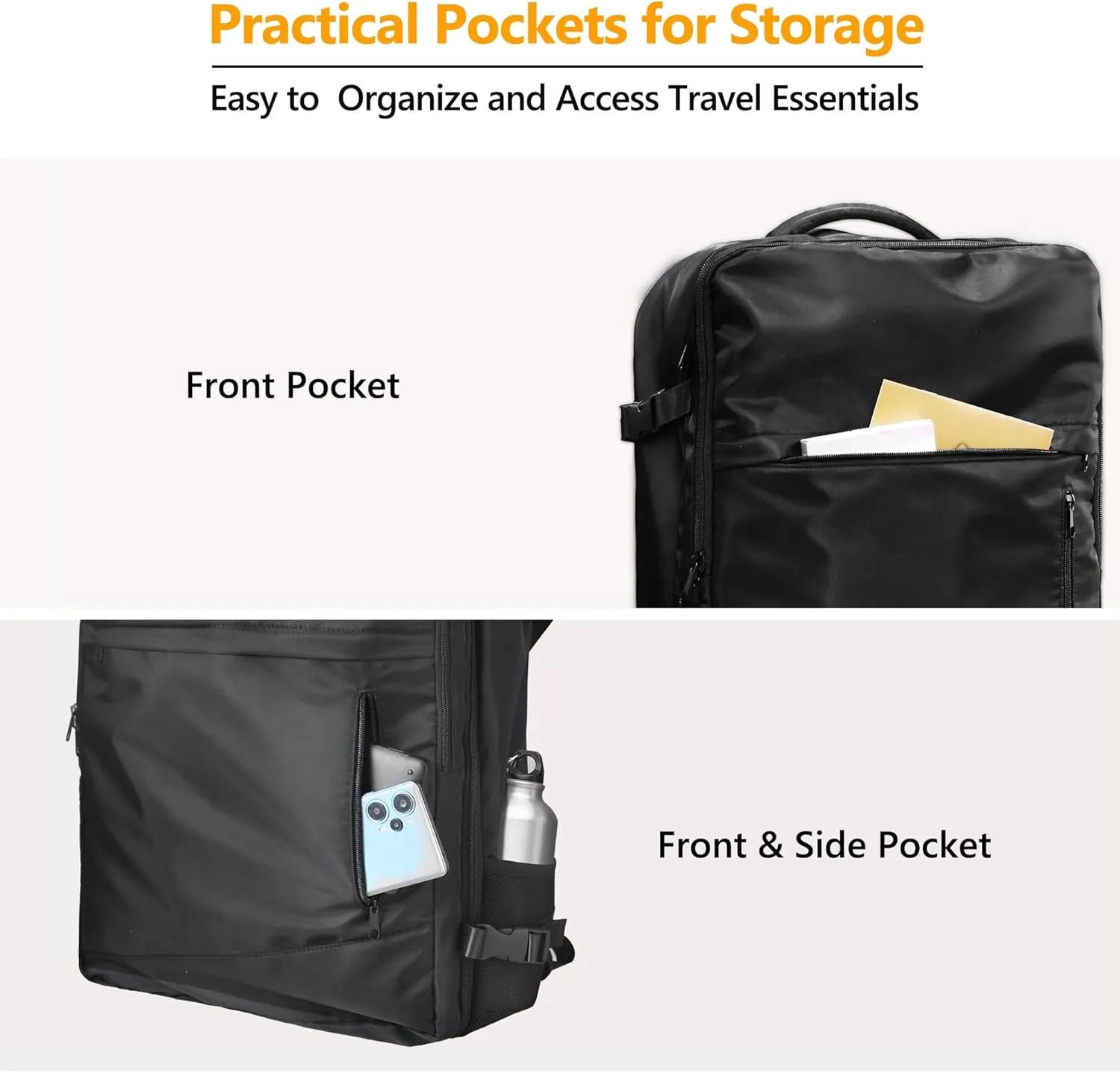 SUOCO Travel Vacuum Backpack, 70L Seal Compression Air Vac Bag Back Pack with Travel Pump, Carry On Suitcase Luggage Flight Approved for Men Women Personal Item, Black