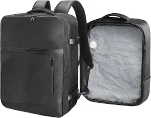 SUOCO Travel Vacuum Backpack, 70L Seal Compression Air Vac Bag Back Pack with Travel Pump, Carry On Suitcase Luggage Flight Approved for Men Women Personal Item, Black