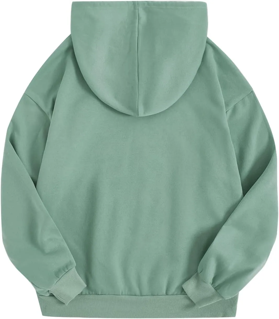 SweatyRocks Women's Casual Long Sleeve Drop Shoulder Oversized Pullover Hoodie Sweatshirt Tops