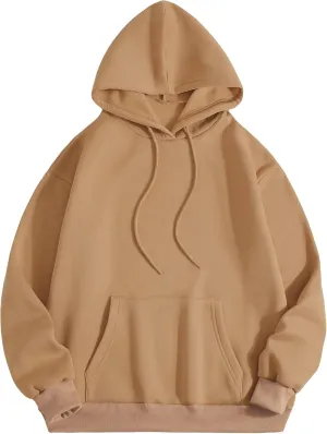 SweatyRocks Women's Casual Long Sleeve Drop Shoulder Oversized Pullover Hoodie Sweatshirt Tops