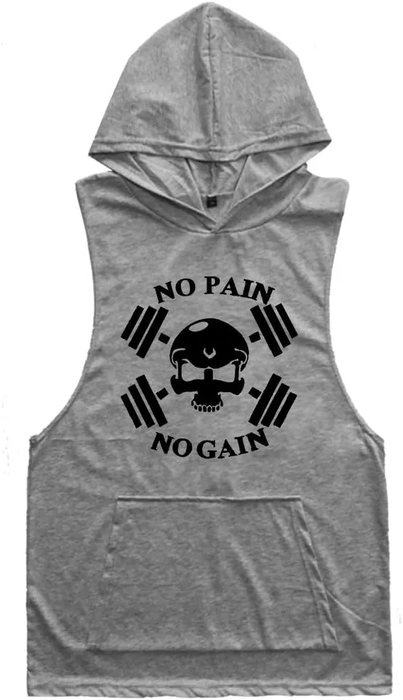 SZKANI Mens Skull Print Sleeveless Fitness Vest Bodybuilding Stringers Workout Tank Tops