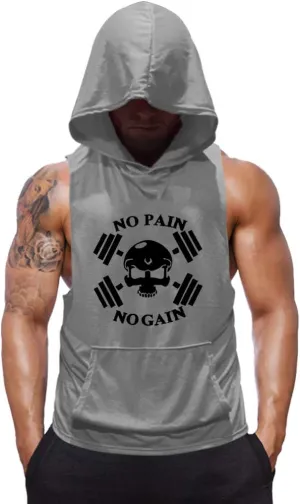 SZKANI Mens Skull Print Sleeveless Fitness Vest Bodybuilding Stringers Workout Tank Tops