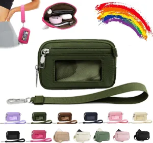 The Iris' Pouch Wallet, Iris' Wallet 2nd Gen, Wristlet Wallets for Women Nylon, The Iris Pouch Wristlet Rainbow Wallet, Women's Waterproof Nylon Keychain Wallet, for Travel (B-Green)