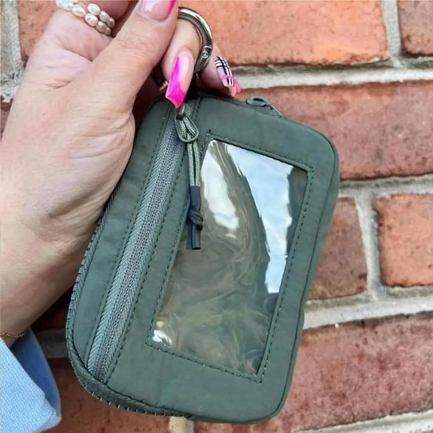 The Iris' Pouch Wallet, Iris' Wallet 2nd Gen, Wristlet Wallets for Women Nylon, The Iris Pouch Wristlet Rainbow Wallet, Women's Waterproof Nylon Keychain Wallet, for Travel (B-Green)