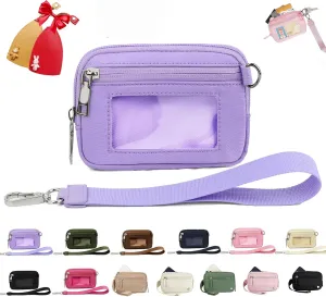 The Iris' Pouch Wallet, Iris' Wallet 2nd Gen, Wristlet Wallets for Women Nylon, The Iris Pouch Wristlet Rainbow Wallet, Women's Waterproof Nylon Keychain Wallet, for Travel (B-Purple)