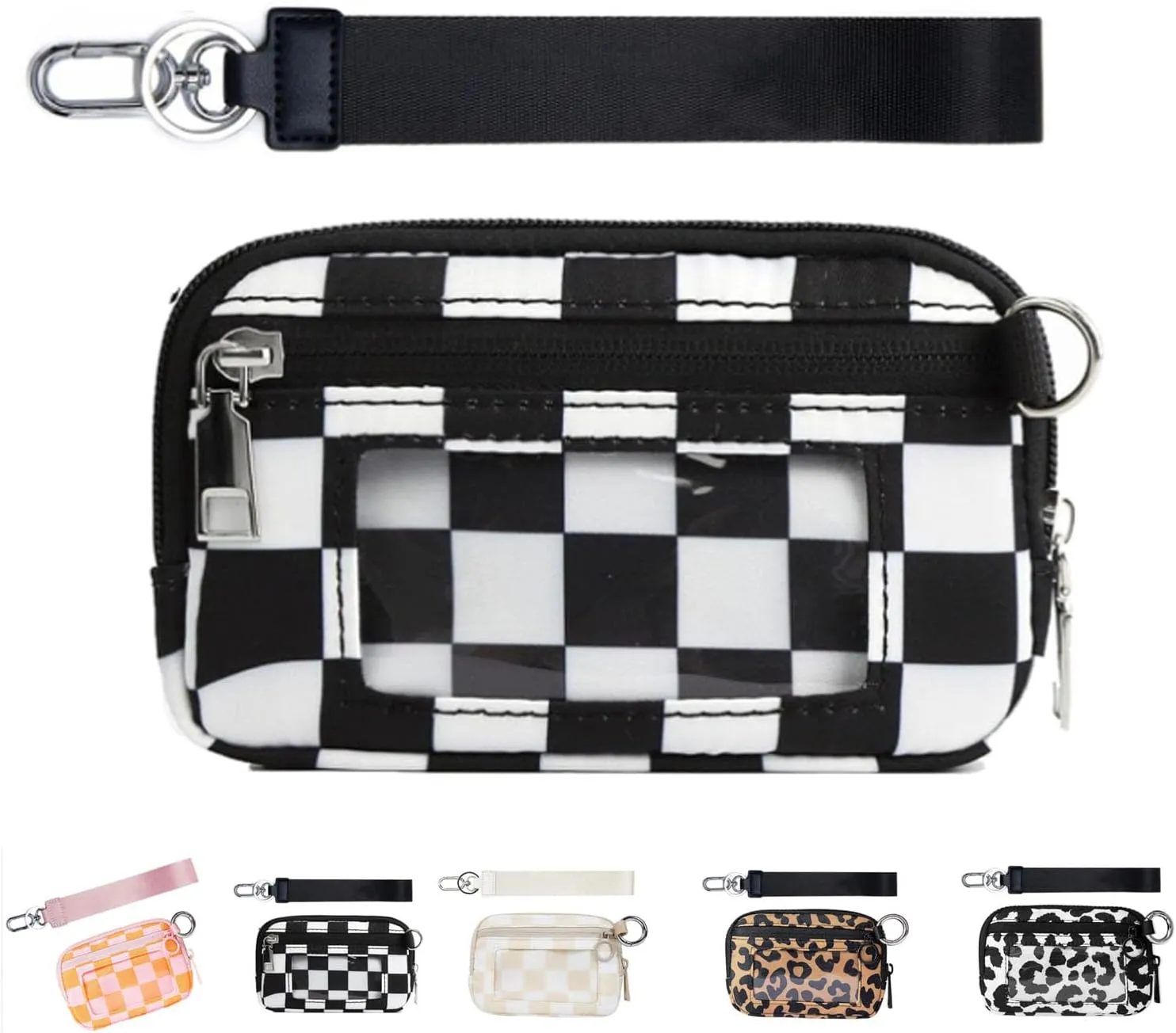 The Iris' Wallet 2nd Gen, Iris Wallet 2nd Gen, Wristlet Wallets for Women, Walle t with Strap, Wristlet Wallets, Wristle t Pouch (Black Checkered)