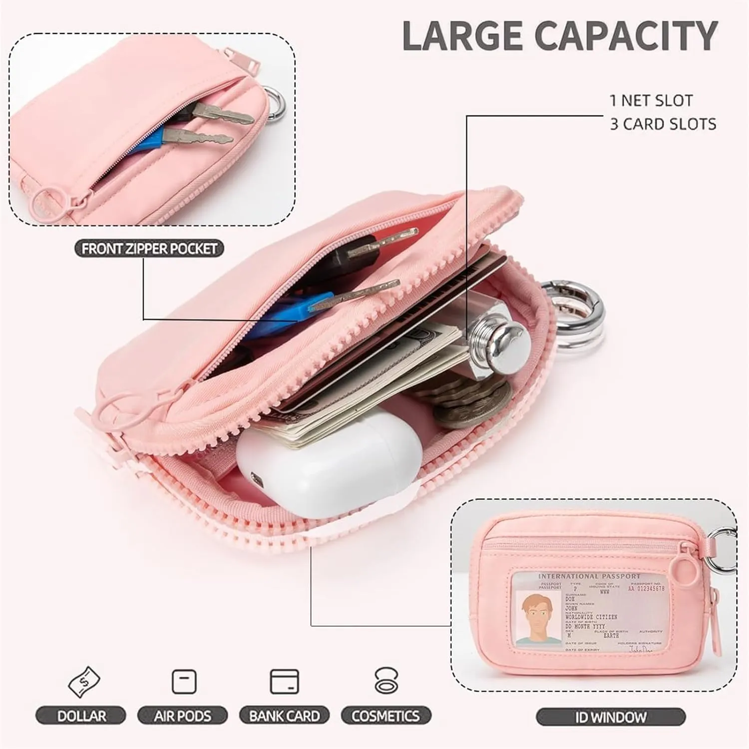 The Iris' Wallet 2nd Gen, Iris Wallet, Iris Wristlet Wallets for Women, Keychain Wristlet Wallet, The Iris Keychain Wristlet Wallet Card Case with Id Window (Purple)