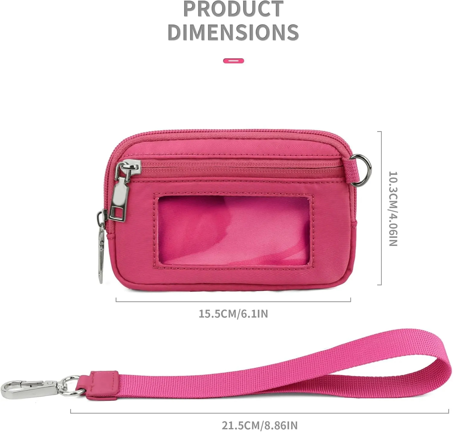 The Iris' Wallet, Multifunctional Fashion Wristlet Handbags for Women, Waterproof Nylon Keychain Wallet, Zip Card Case