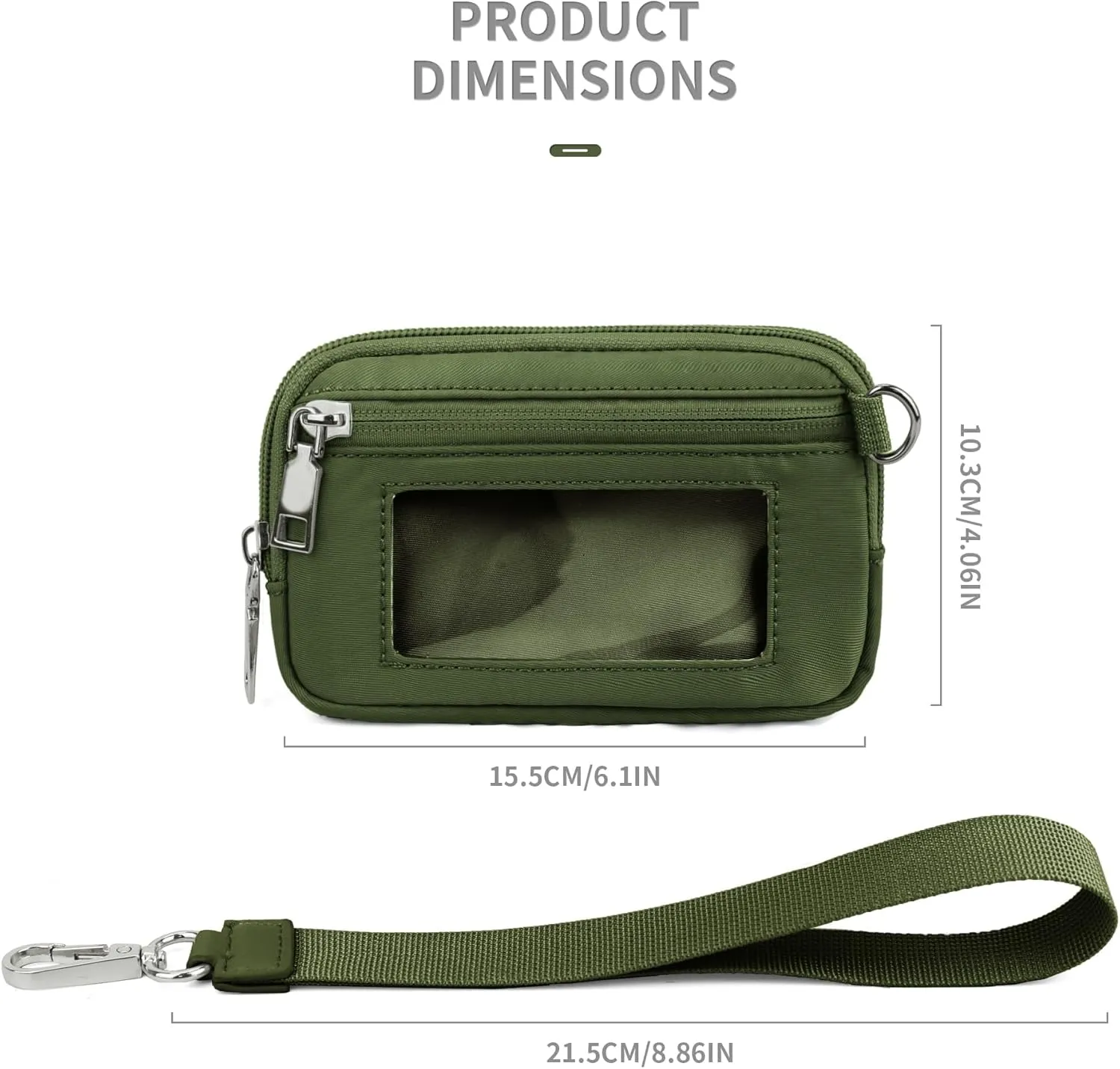 The Iris' Wallet, Multifunctional Fashion Wristlet Handbags for Women, Waterproof Nylon Keychain Wallet, Zip Card Case