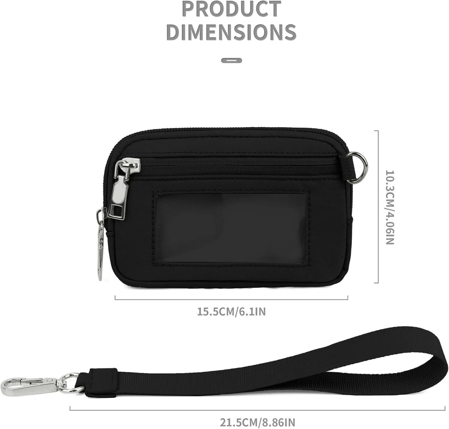 The Iris' Wallet, Multifunctional Fashion Wristlet Handbags for Women, Waterproof Nylon Keychain Wallet, Zip Card Case